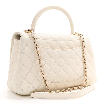 Chanel Caviar Quilted Small Coco Handle Flap White 5 of 17