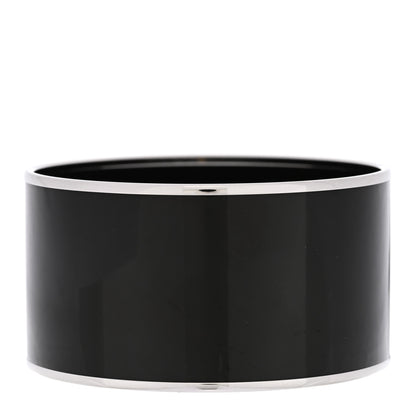 Hermes Enamel Printed Extra Wide Caleche Bracelet 70 Black 3 of 5