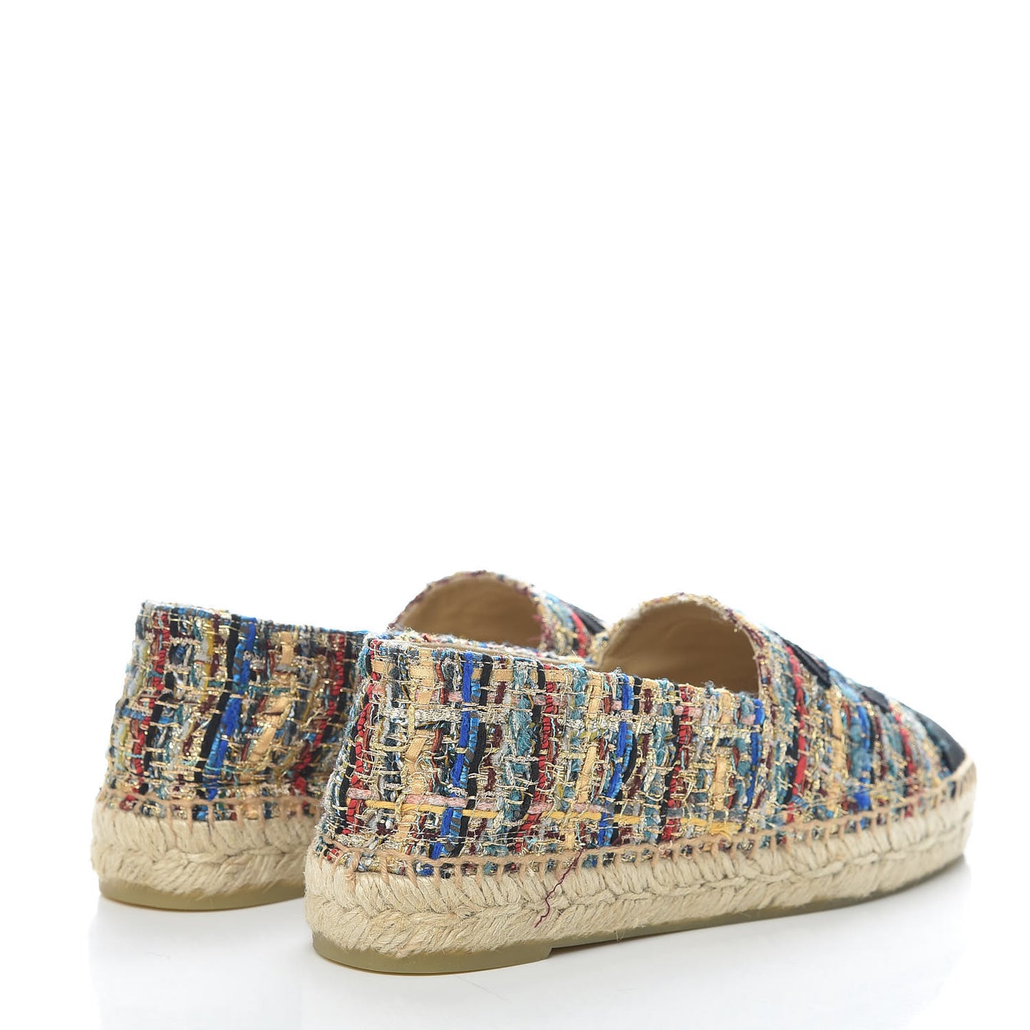 Tweed Grosgrain CC Espadrilles 38 Multicolor