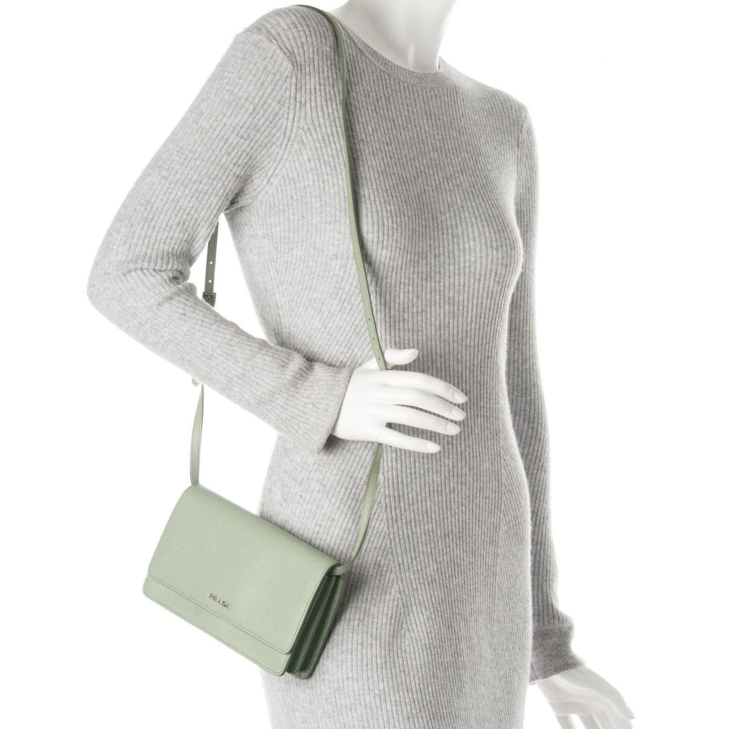 Prada Saffiano Metal Flap Wallet Acquamarina 2 of 8