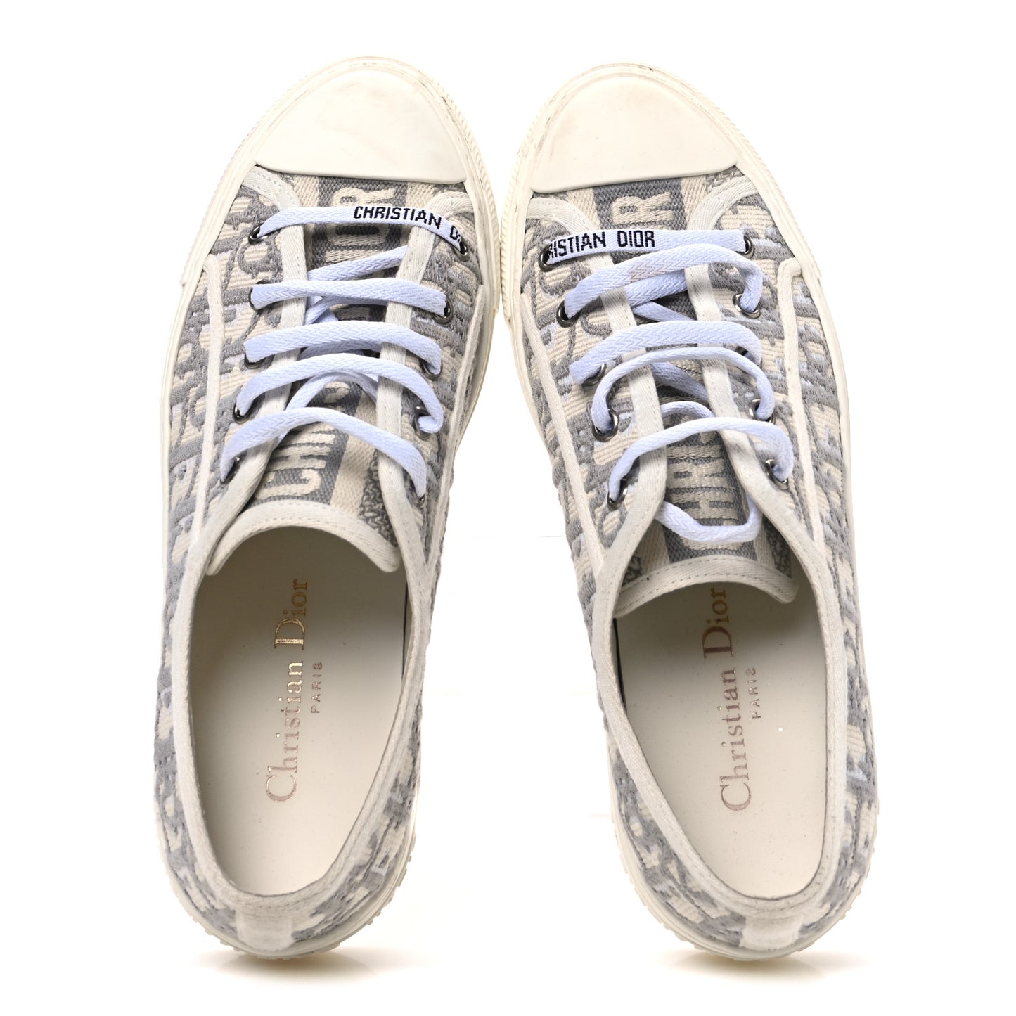 Canvas Oblique Walk'N'Dior Low Top Sneakers 38 Grey Stone