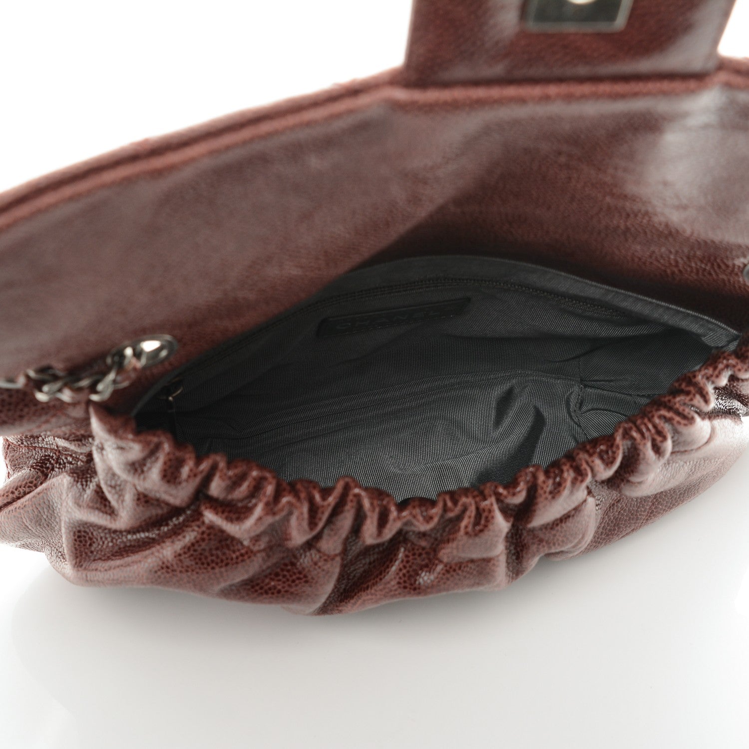 Chanel Crumpled Calfskin Quilted Medium Elastic Flap Bordeaux 6 of 8