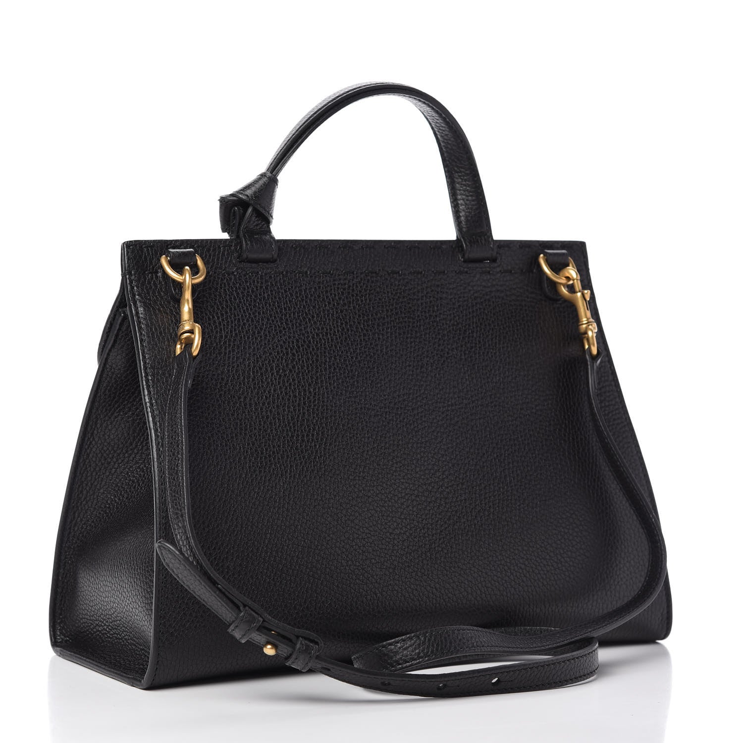 Gucci Calfskin Small GG Marmont Top Handle Bag Black 3 of 10