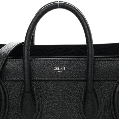 Celine Drummed Calfskin Nano Luggage Black 6 of 11