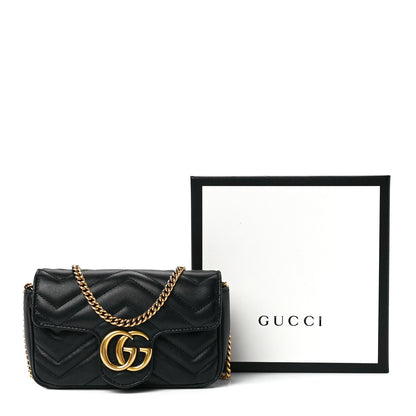 Gucci Calfskin Matelasse Super Mini GG Marmont Shoulder Bag Black 12 of 12