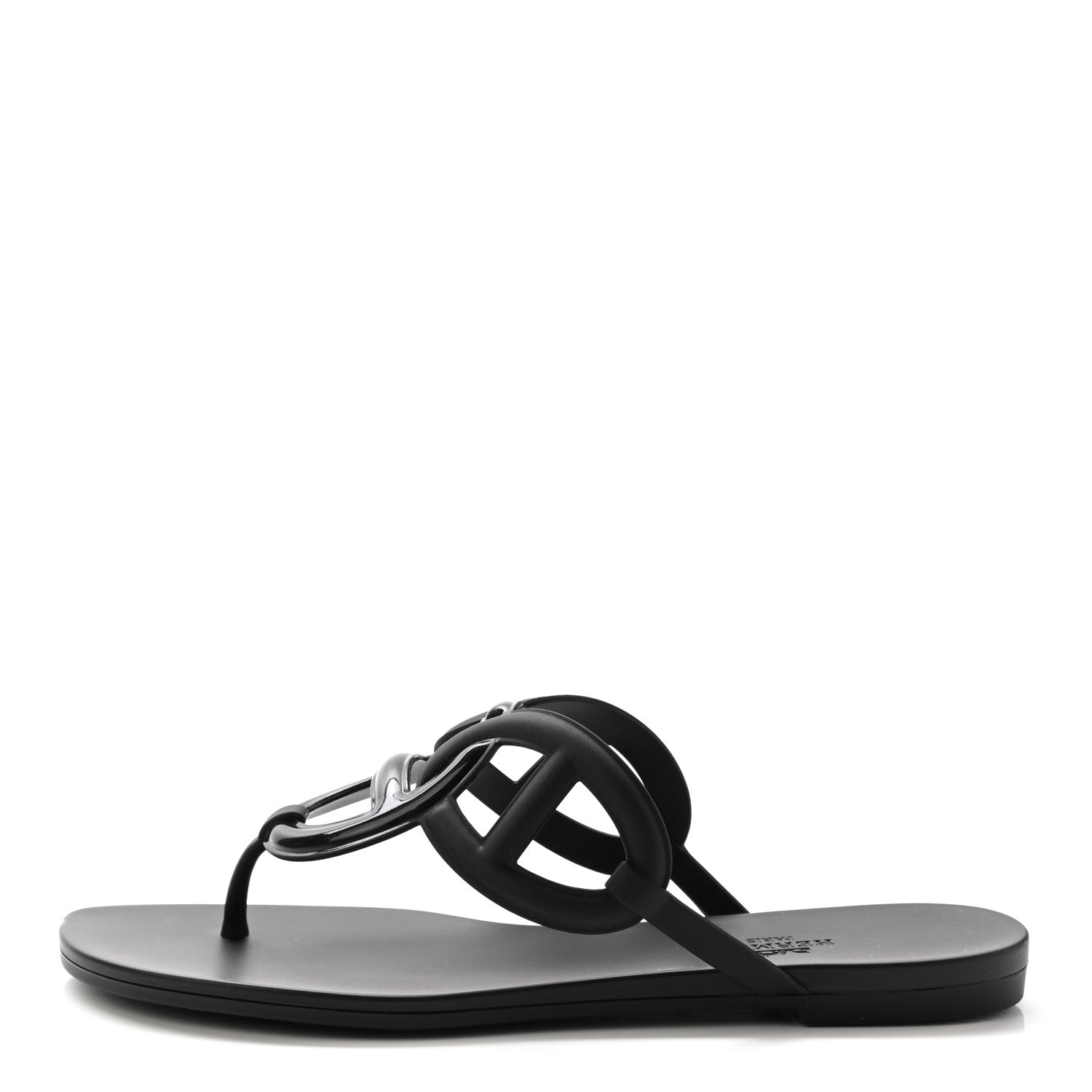Hermes Rubber Womens Egerie Sandals 38 Black 1 of 7