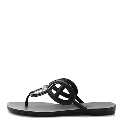 Hermes Rubber Womens Egerie Sandals 38 Black 1 of 7