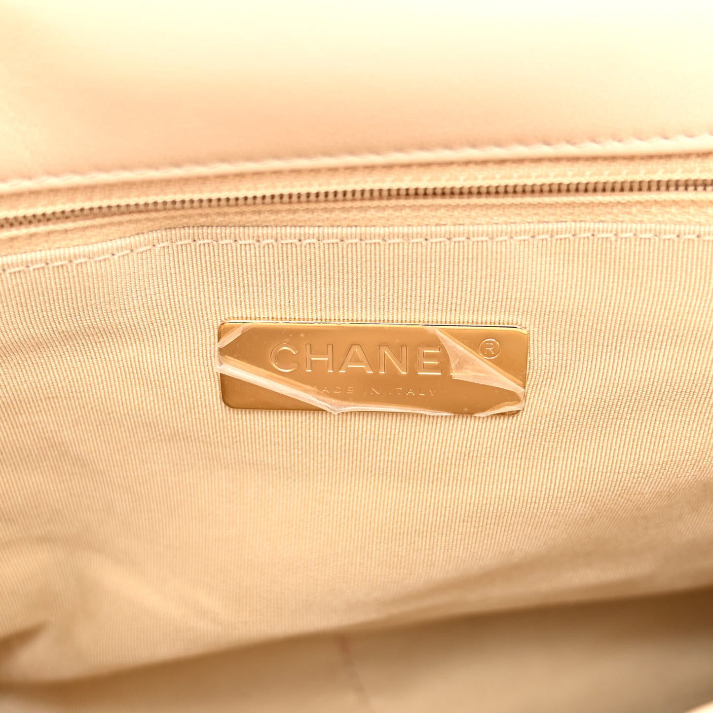 Goatskin Quilted Medium Chanel 19 Flap Beige