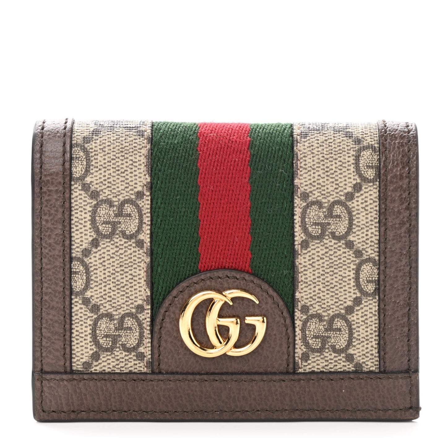 GG Supreme Monogram Web Ophidia Card Case Beige New Acero