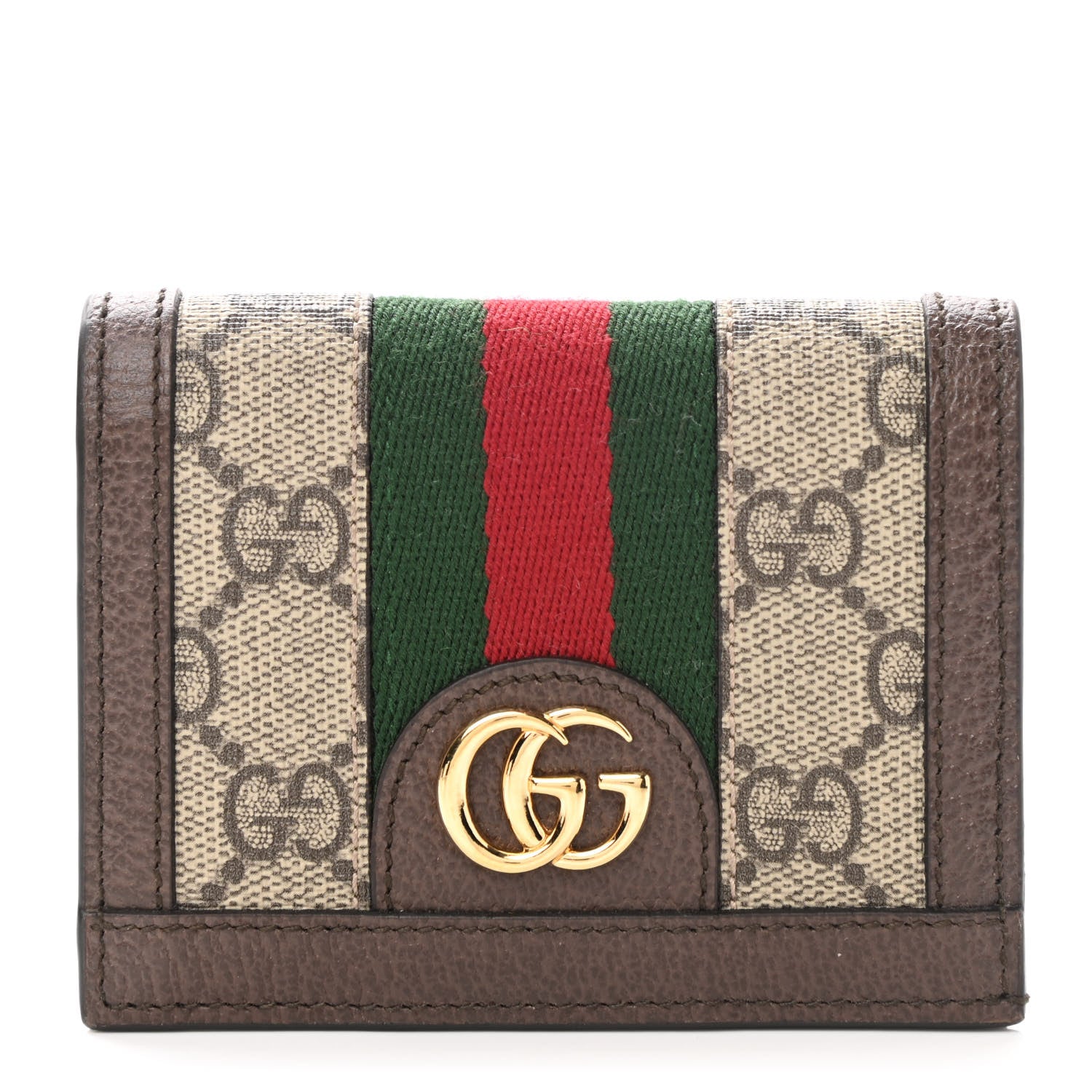 Gucci GG Supreme Monogram Web Ophidia Card Case Beige New Acero 1 of 8