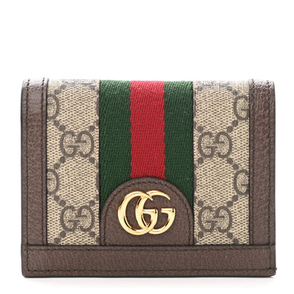 Gucci GG Supreme Monogram Web Ophidia Card Case Beige New Acero 1 of 8