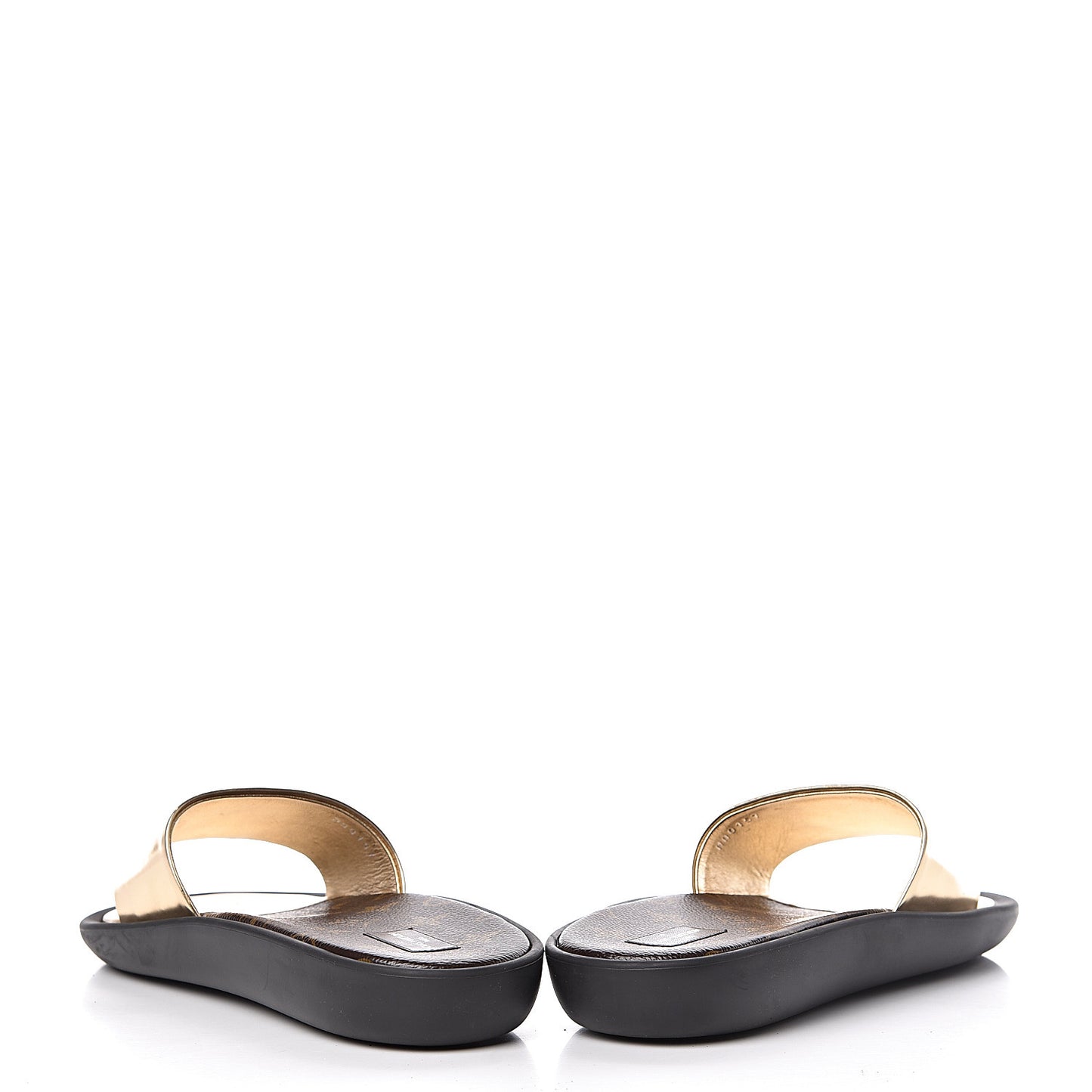 Calfskin Monogram Metallic Sunbath Slide Sandals 40 Gold