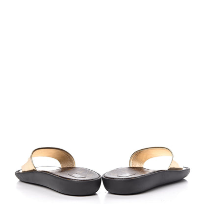 Louis Vuitton Calfskin Monogram Metallic Sunbath Slide Sandals 40 Gold 6 of 12