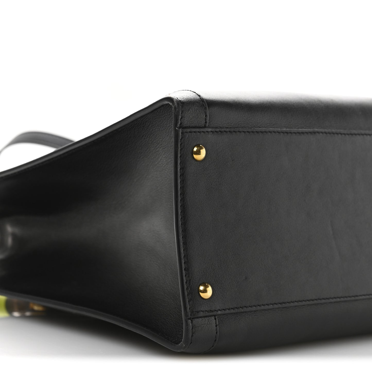 Calfskin Medium Diana Tote Bag Black Yellow Fluo