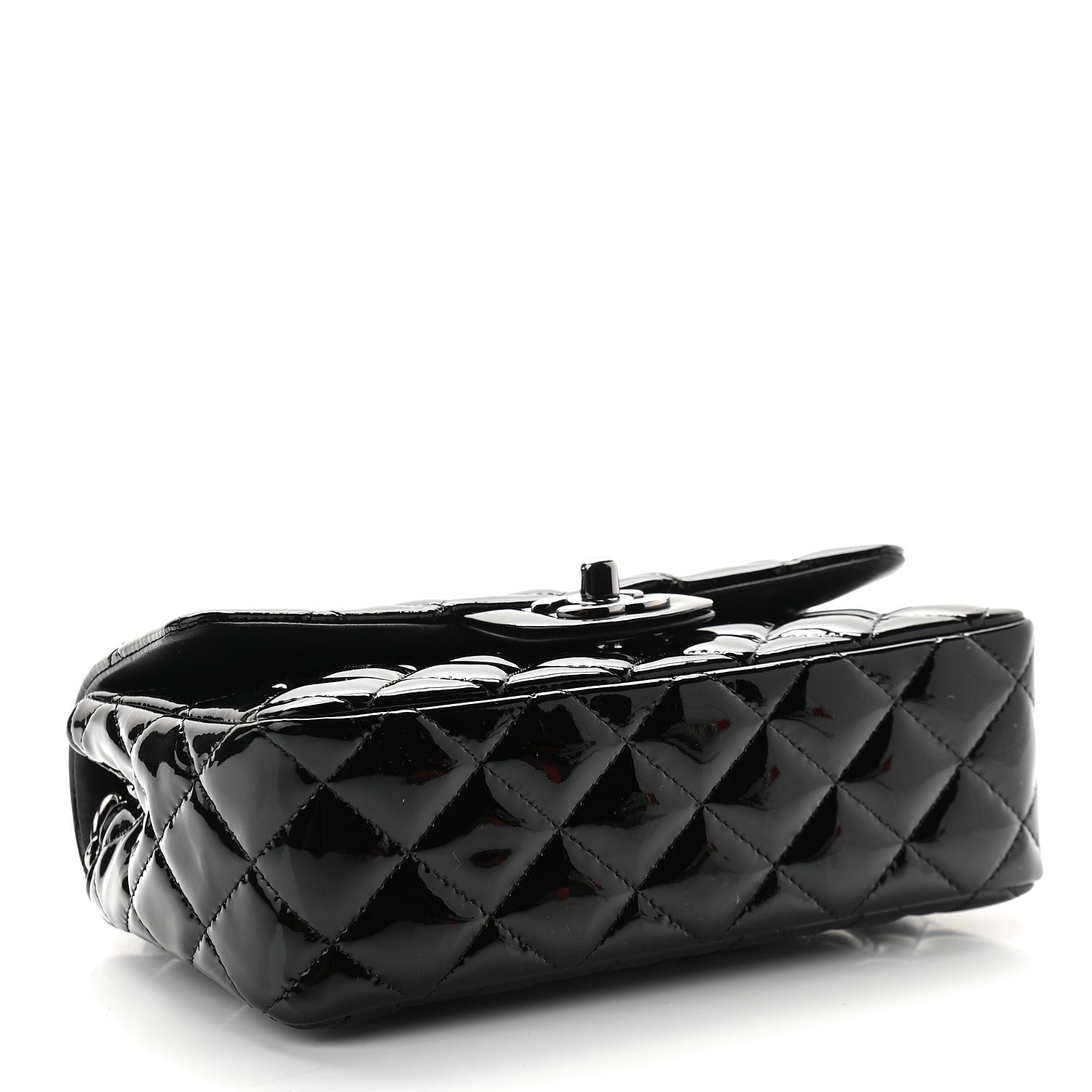 Chanel Patent Calfskin Quilted Mini Rectangular Flap Black 3 of 8