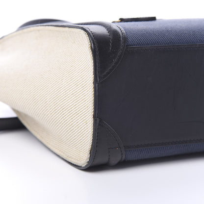 Celine Natural Canvas Smooth Calfskin Nano Luggage Navy 8 of 13