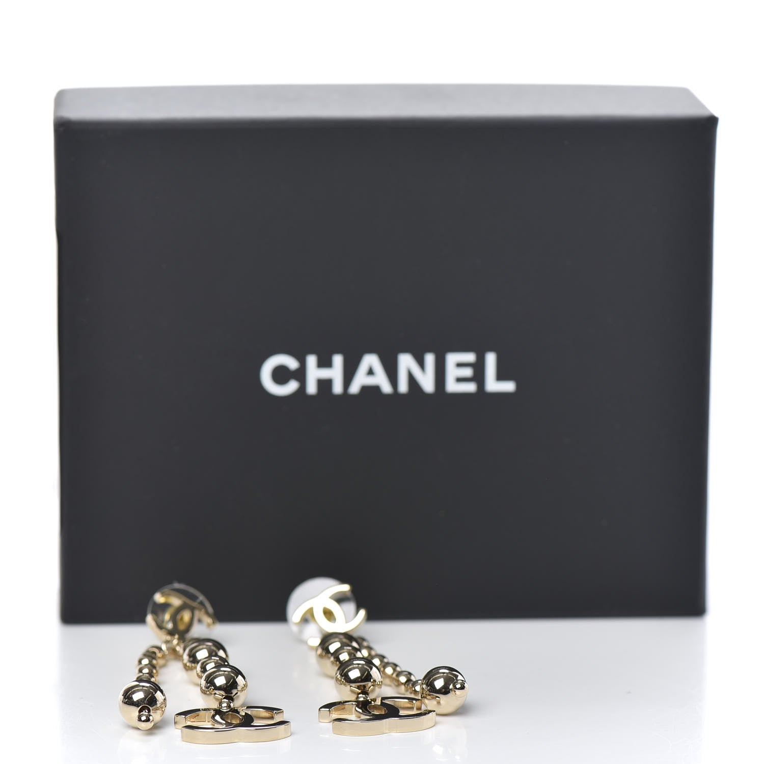 Chanel Metal CC Bead Drop Earrings Gold 5 of 5