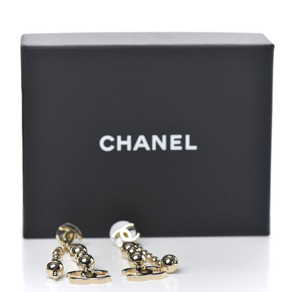Chanel Metal CC Bead Drop Earrings Gold 5 of 5