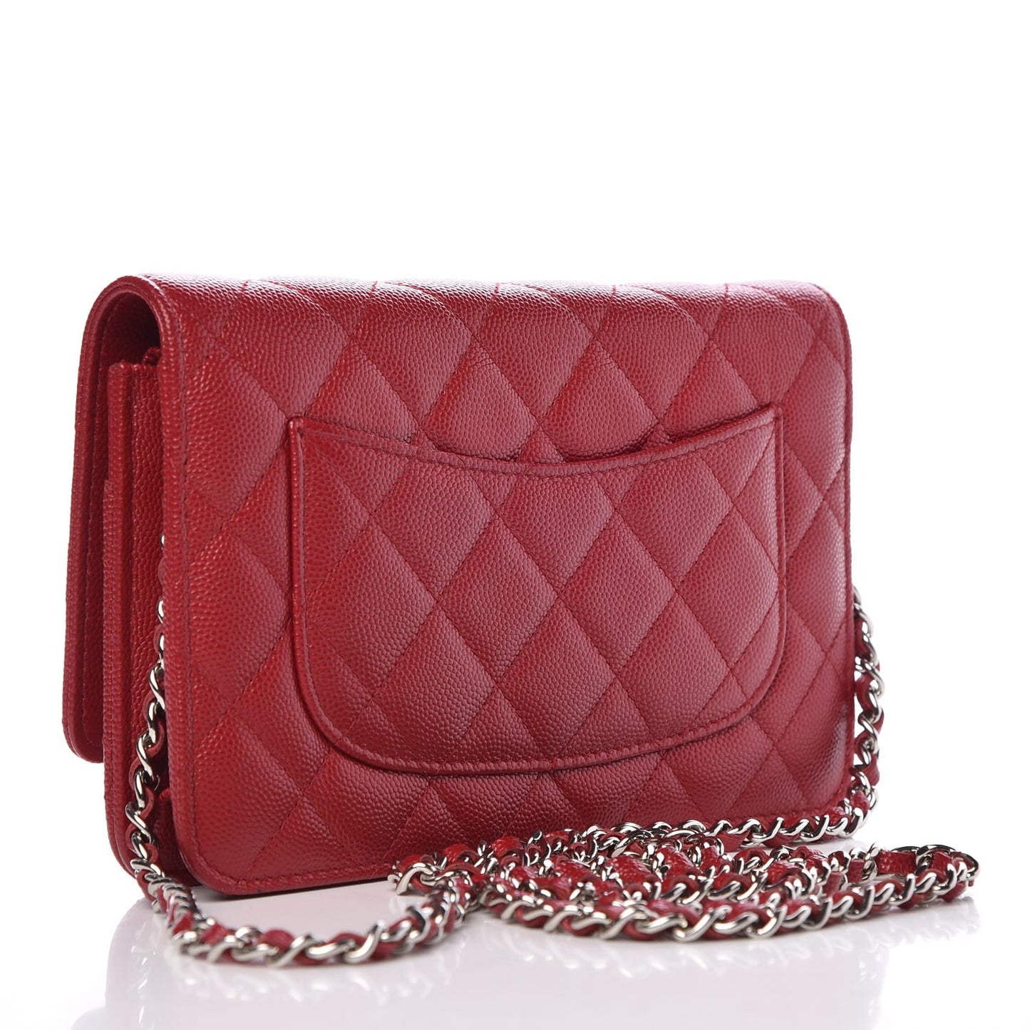 Caviar Quilted Wallet on Chain WOC Red