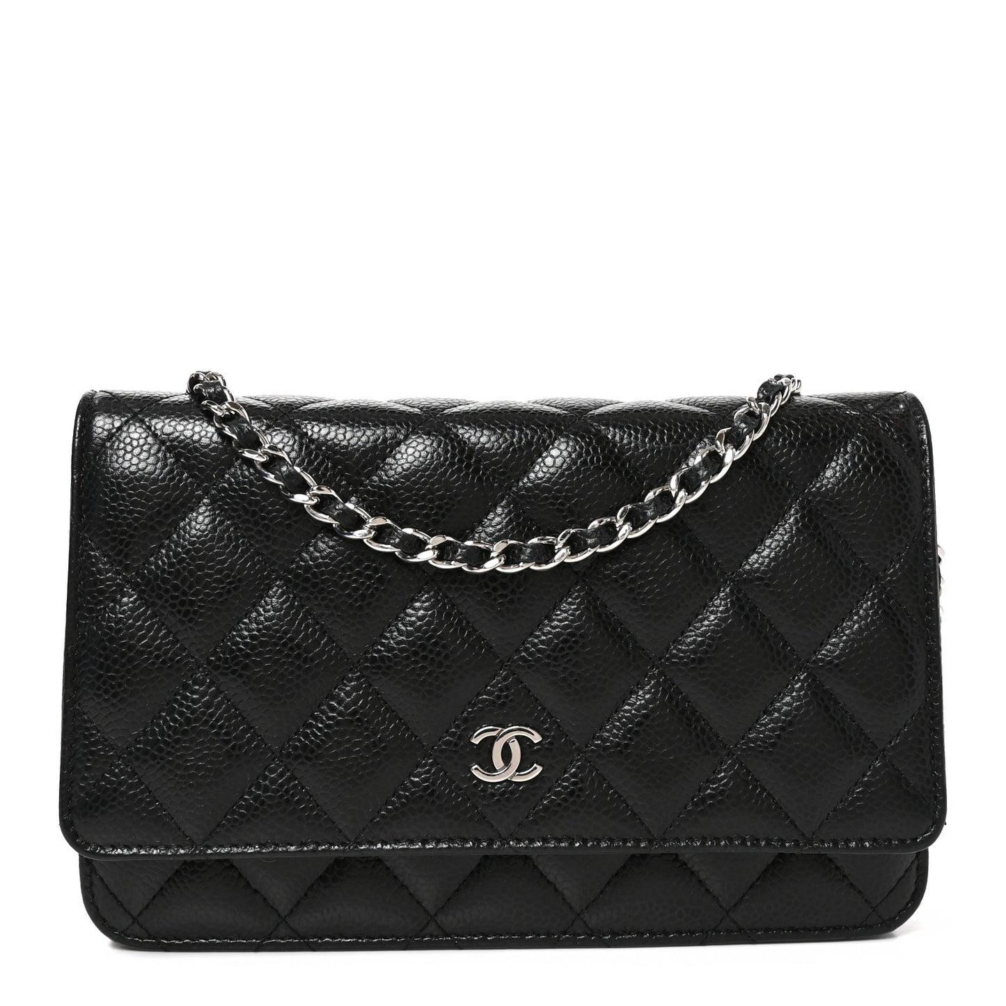 Caviar Quilted Wallet on Chain WOC Black