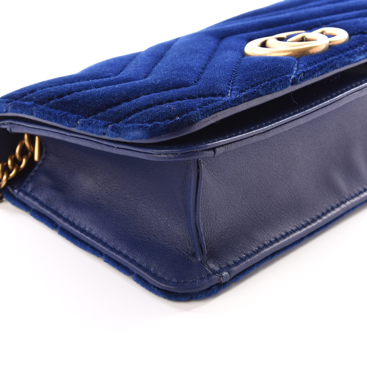 Gucci Velvet Matelasse GG Marmont Mini Bag Cobalt Blue 5 of 13