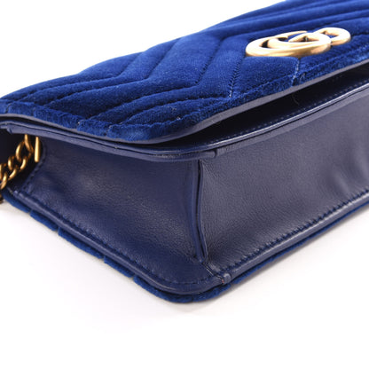 Gucci Velvet Matelasse GG Marmont Mini Bag Cobalt Blue 5 of 13