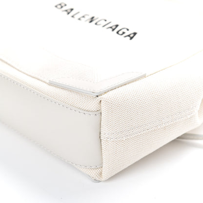 Balenciaga Cotton Canvas Calfskin Navy Cabas XS Off White 7 of 7
