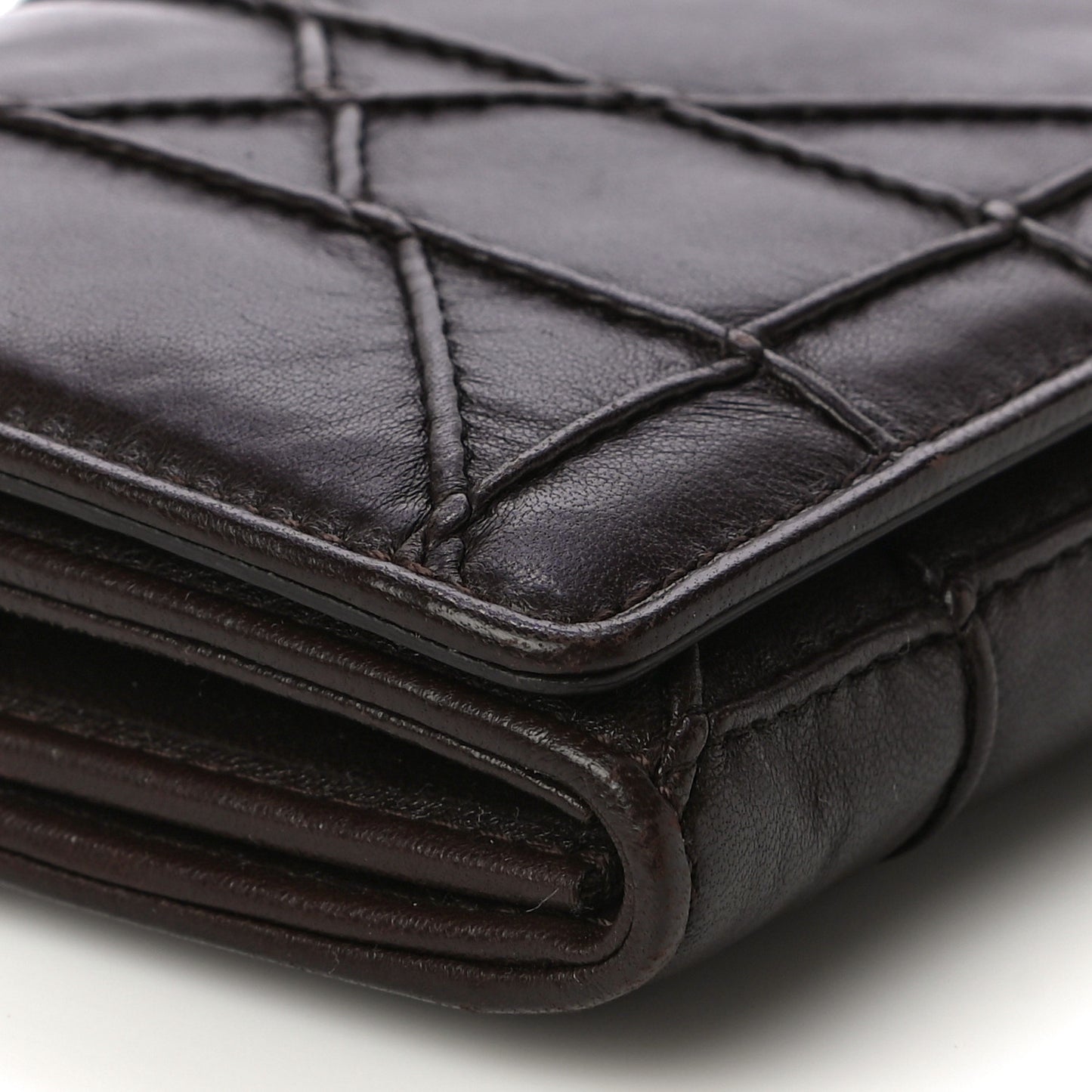 Lambskin Cannage Rendezvous Chain Wallet Brown