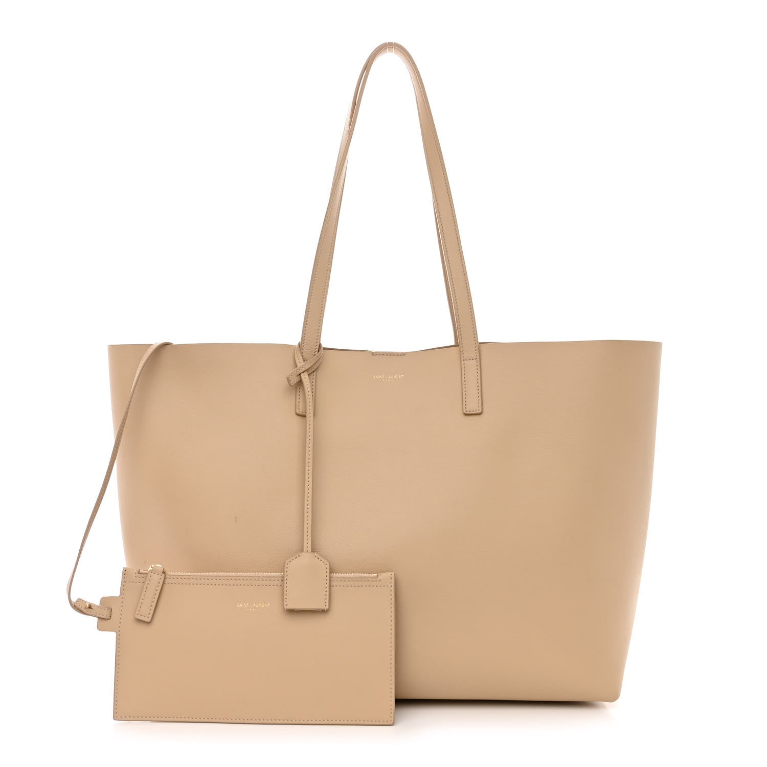 Saint Laurent Calfskin Large Shopping Tote Dark Beige 1 of 18