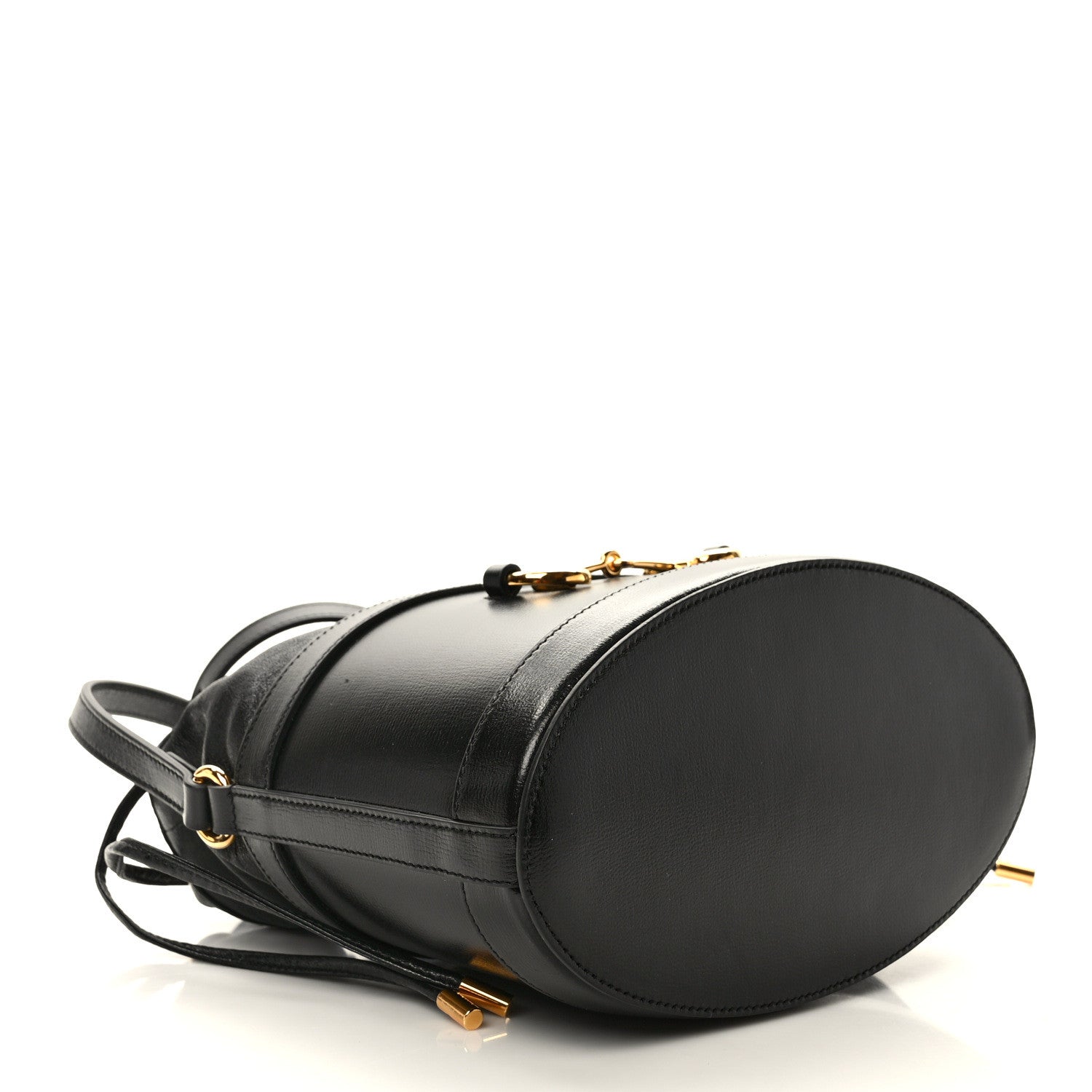 Gucci Azalea Sakai Calfskin Horsebit 1955 Drawstring Bucket Bag Black 4 of 9