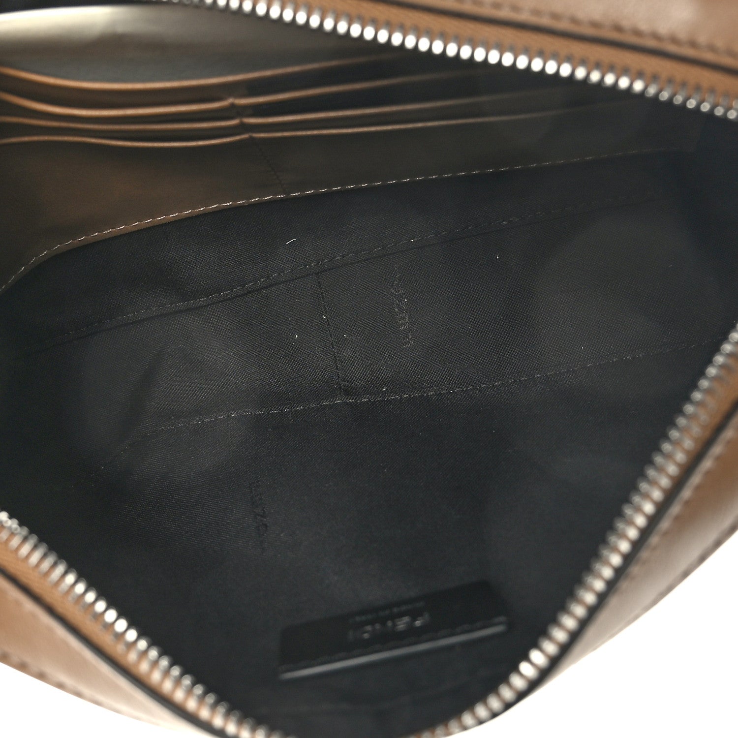 Fendi Glazed Fabric Vitello Cover FF 1974 Diagonal Bi-Color Medium Camera Case Tobacco Moro Sand Black 5 of 9