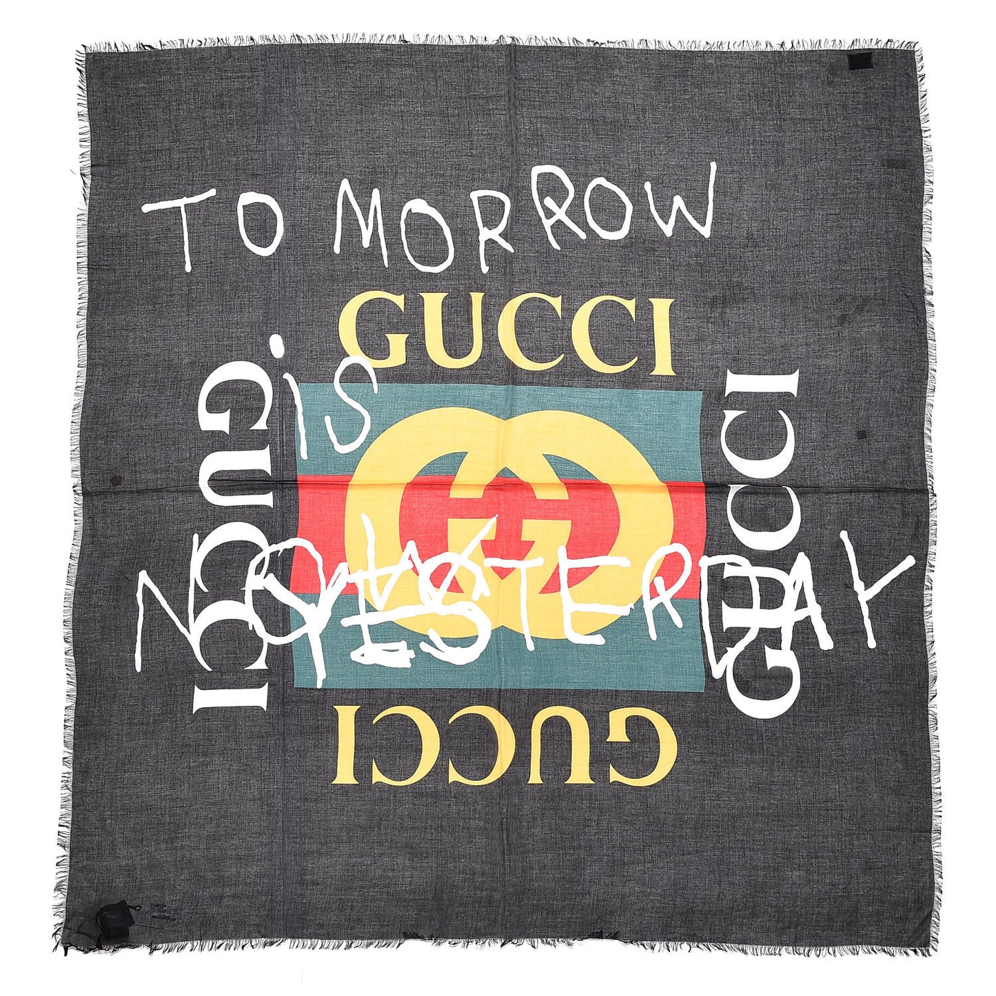 Modal Silk Coco Capitan Logo Square Scarf Black