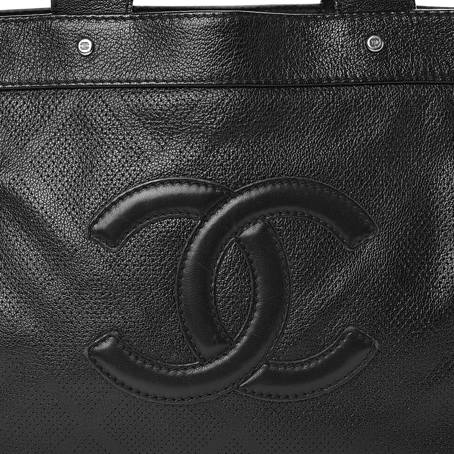 Goatskin Perforated Large CC Tote Black