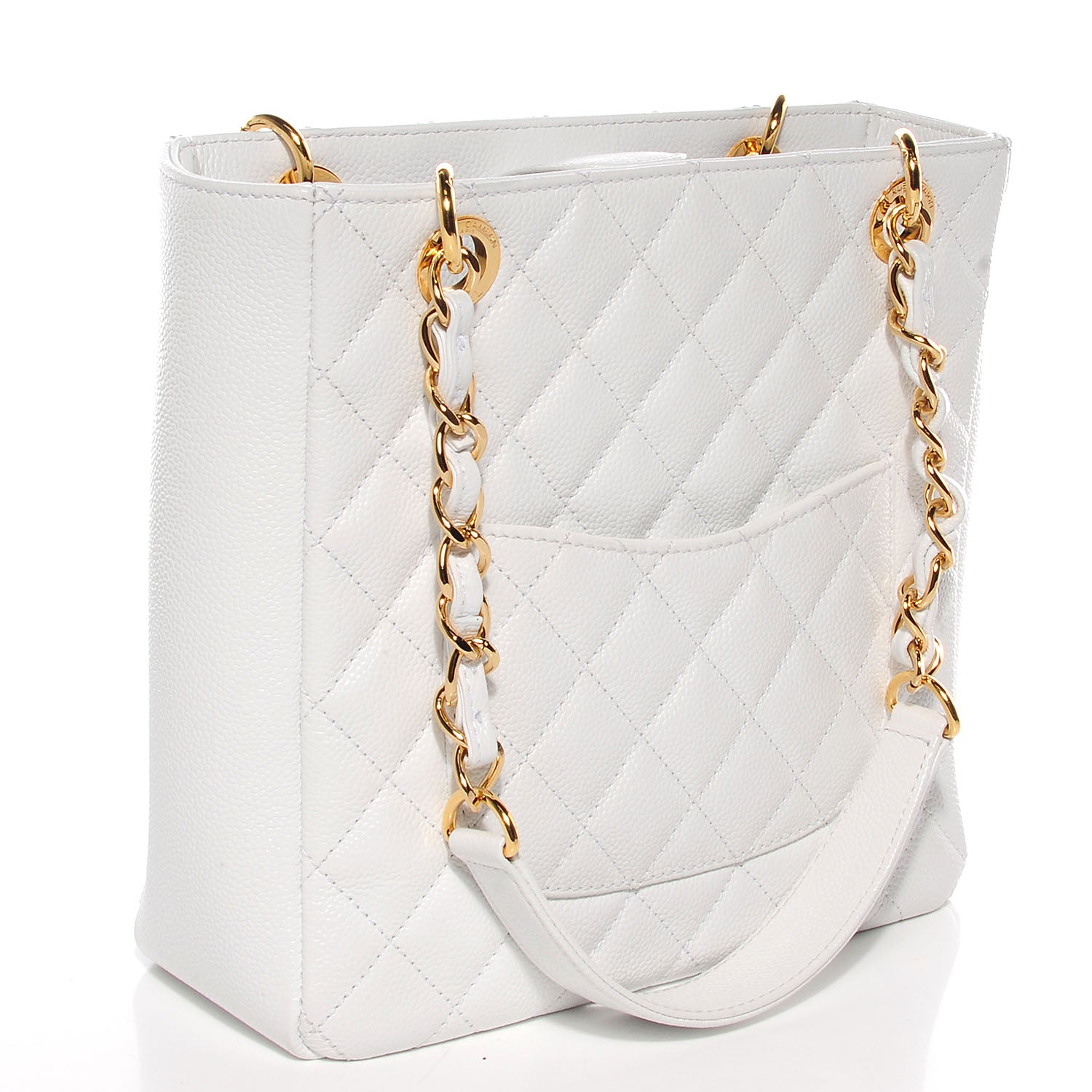 Chanel Caviar Petit Shopping Tote PST White 3 of 7