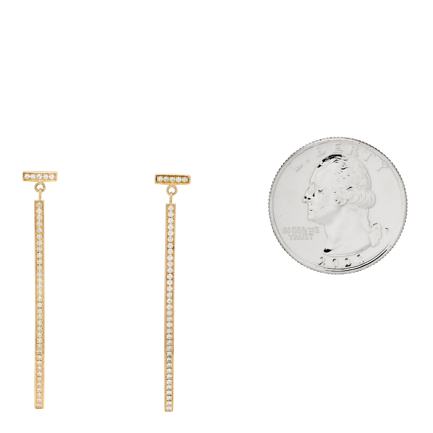 Tiffany 18K Yellow Gold Diamond T Bar Earrings 2 of 5