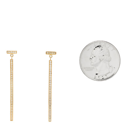 Tiffany 18K Yellow Gold Diamond T Bar Earrings 2 of 5