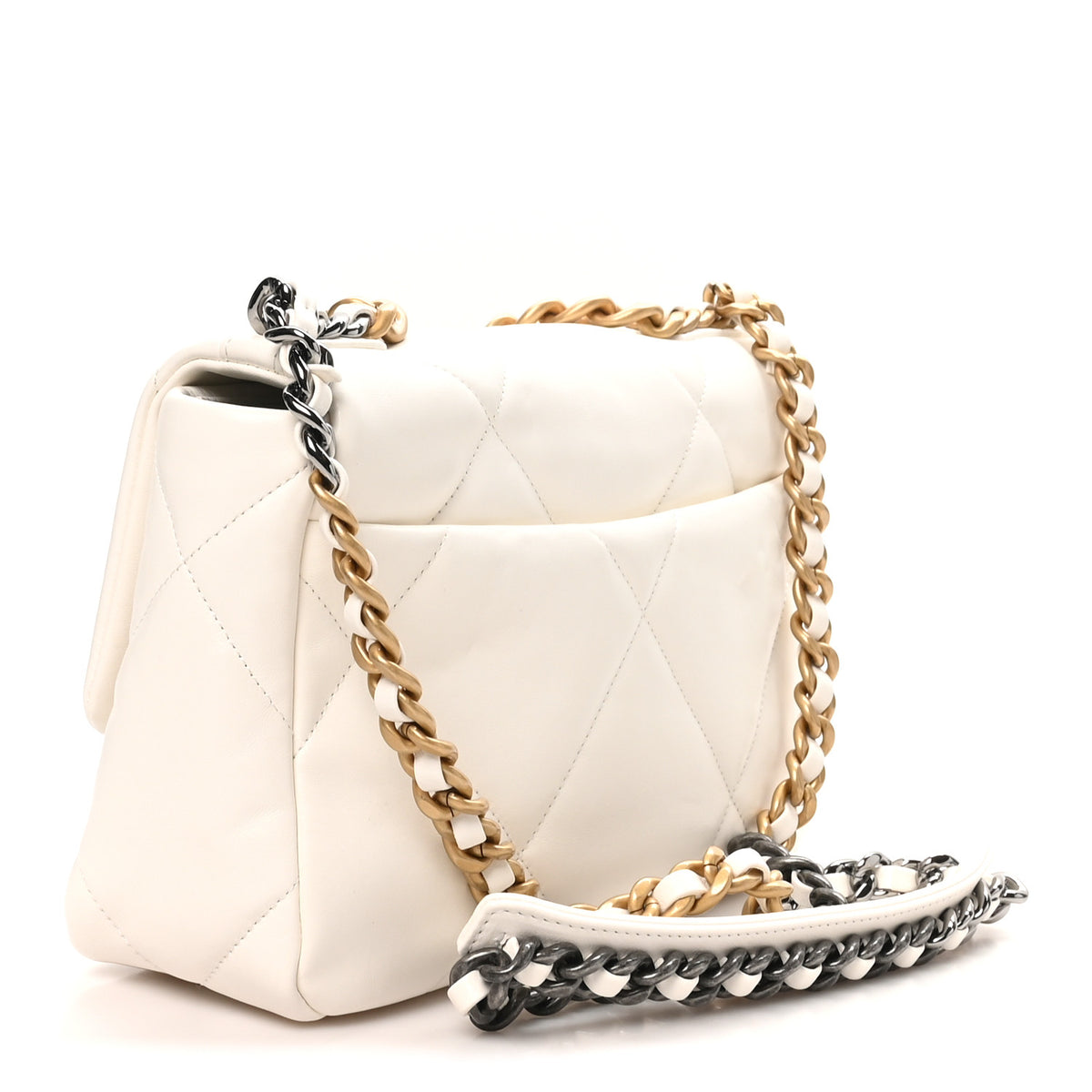 Chanel Lambskin Quilted Medium Chanel 19 Flap White 2 of 10