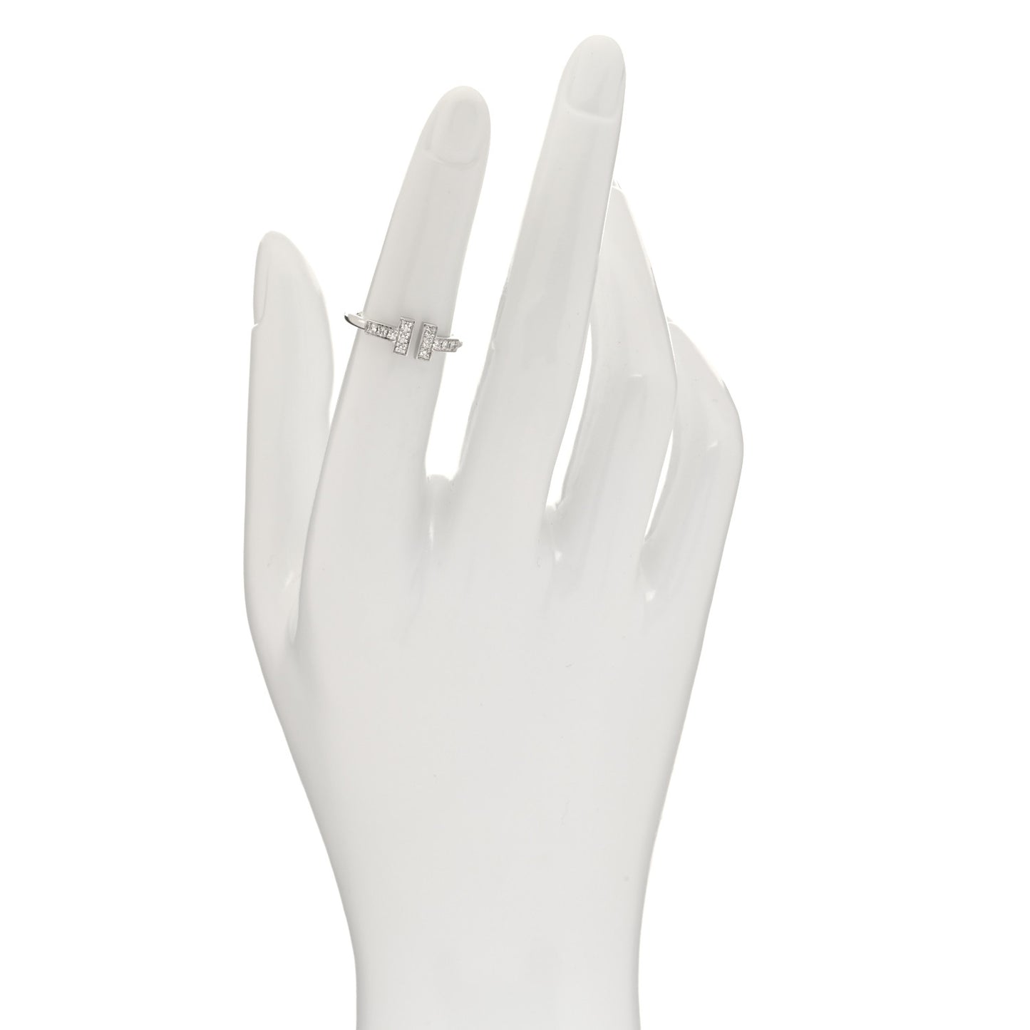 18K White Gold Diamond T Wire Ring 49 5