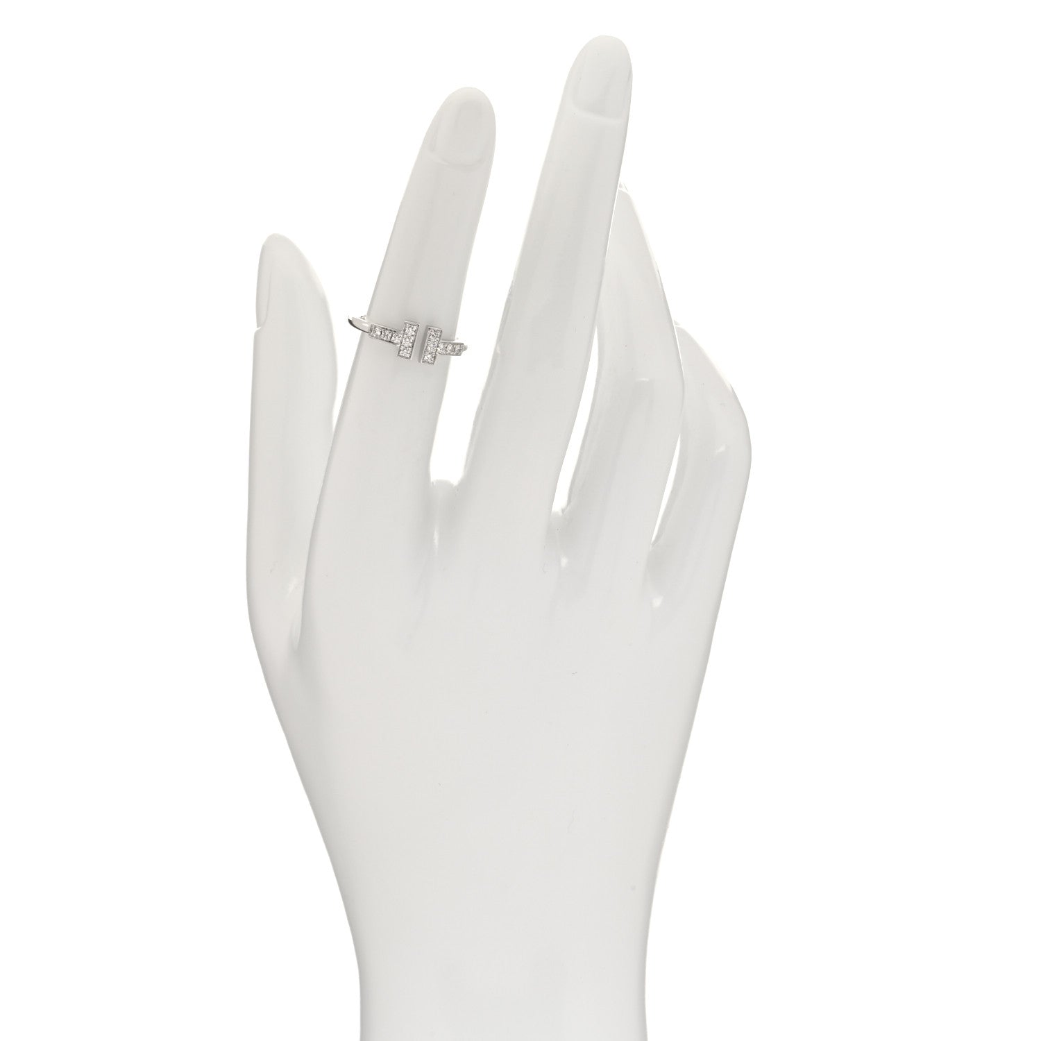 Tiffany 18K White Gold Diamond T Wire Ring 49 5 2 of 5