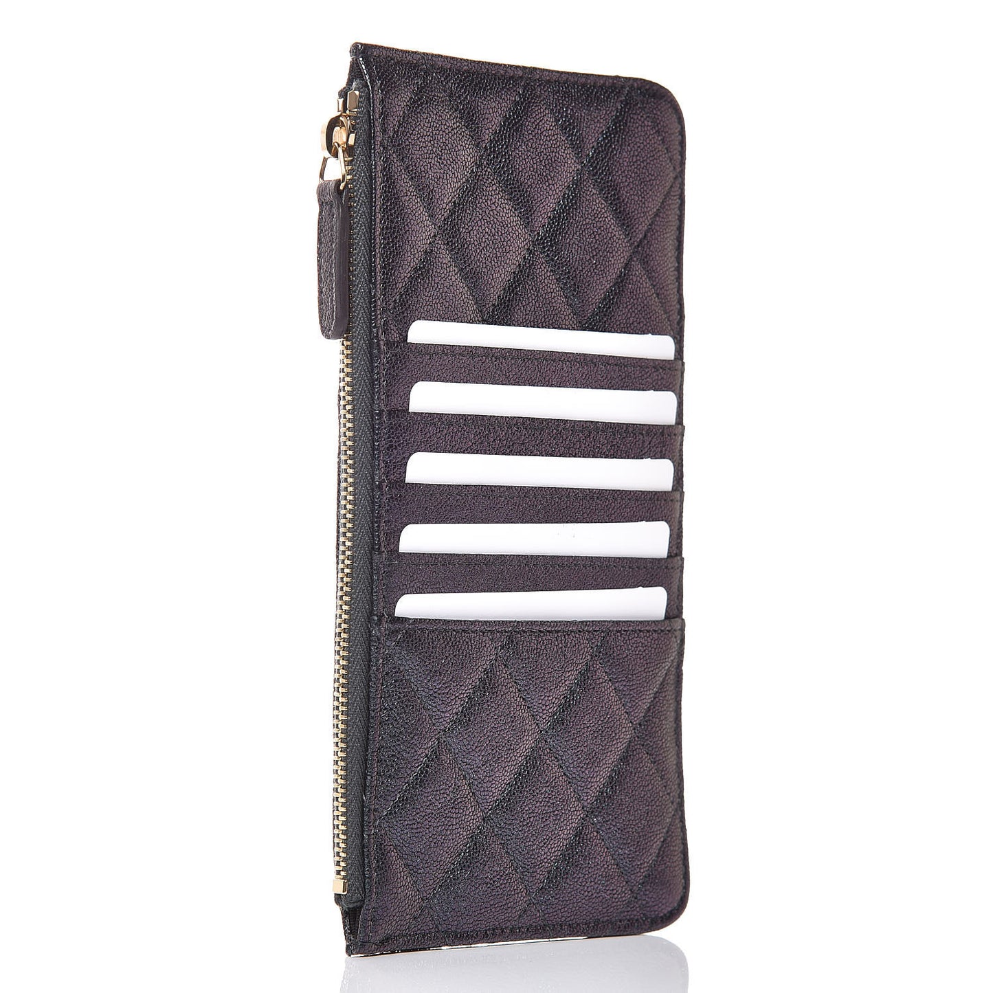 Iridescent Caviar Quilted Classic iPhone Pouch Black
