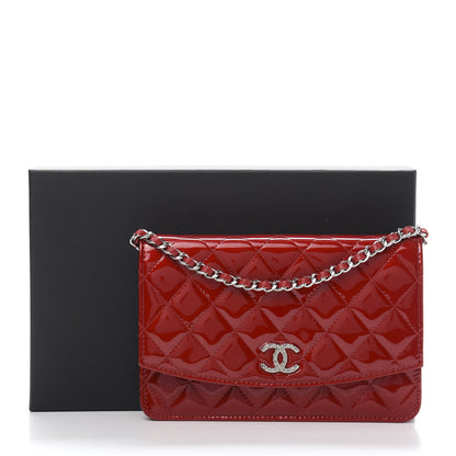 Chanel Patent Quilted Brilliant Wallet On Chain WOC Red 11 of 11