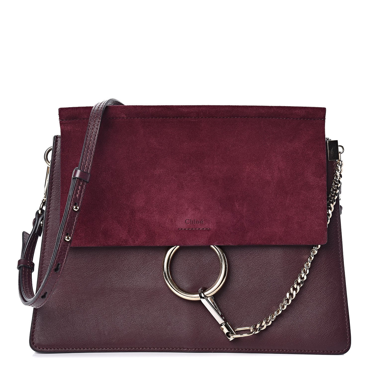 Chloe Suede Calfskin Medium Faye Shoulder Bag Dark Purple 1 of 17