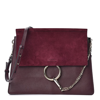 Chloe Suede Calfskin Medium Faye Shoulder Bag Dark Purple 1 of 17
