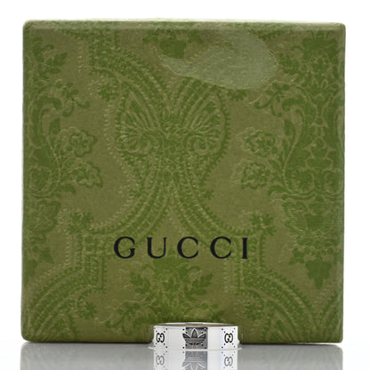 Gucci X ADIDAS Sterling Silver Trefoil GG Monogram Band Ring 62 10 5 of 5