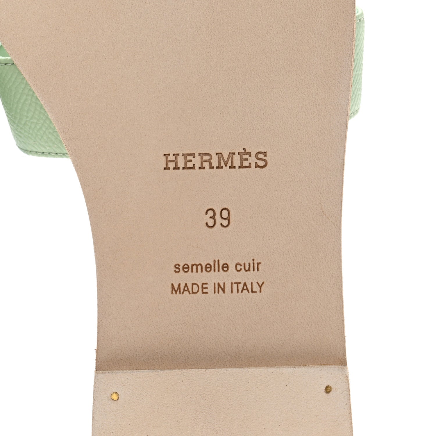 Hermes Epsom Oran Sandals 39 Vert Jade 6 of 10