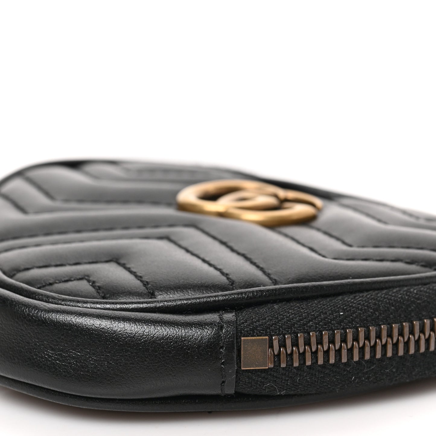 Calfskin Matelasse Chevron GG Marmont Heart Coin Purse Black