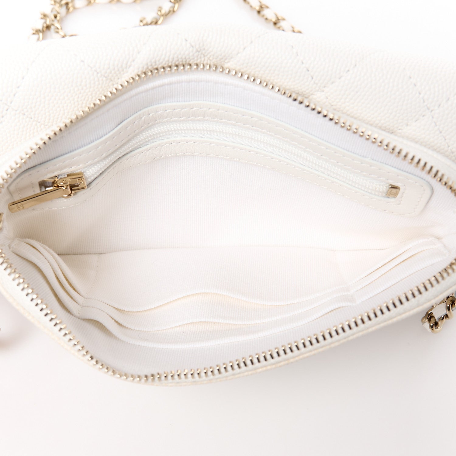 Chanel Caviar Quilted Flap Phone Holder With Chain White 5 of 13