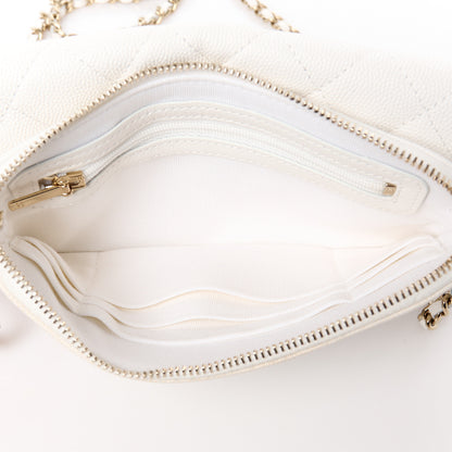 Chanel Caviar Quilted Flap Phone Holder With Chain White 5 of 13