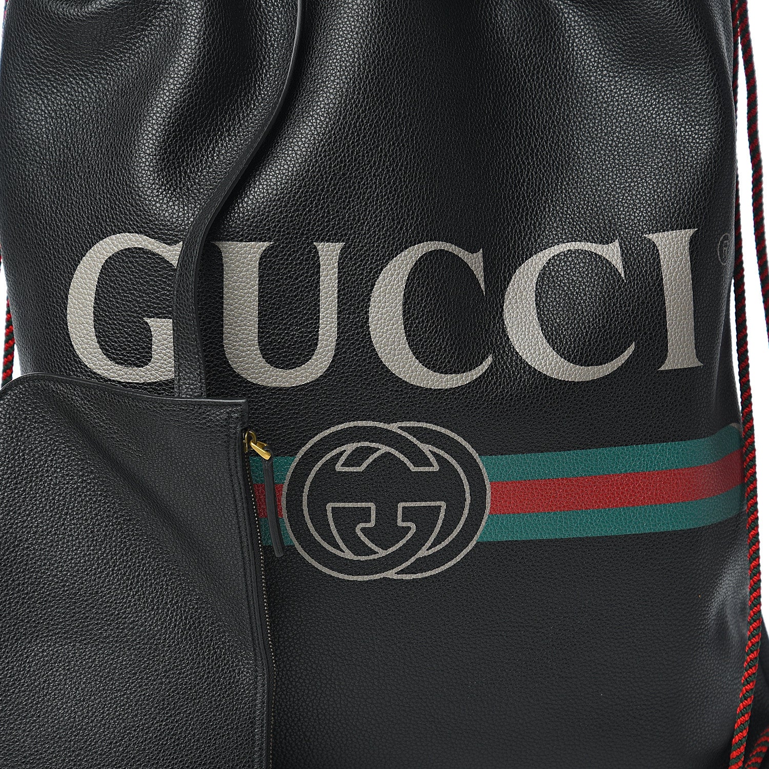 Gucci Calfskin Logo Drawstring Backpack Black 11 of 12