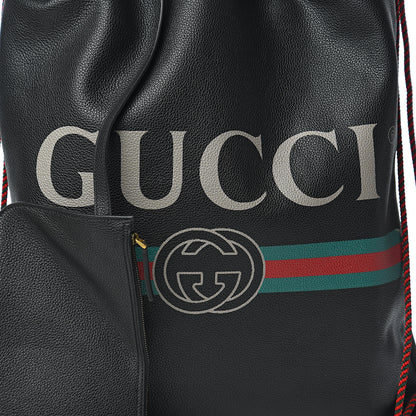 Gucci Calfskin Logo Drawstring Backpack Black 11 of 12